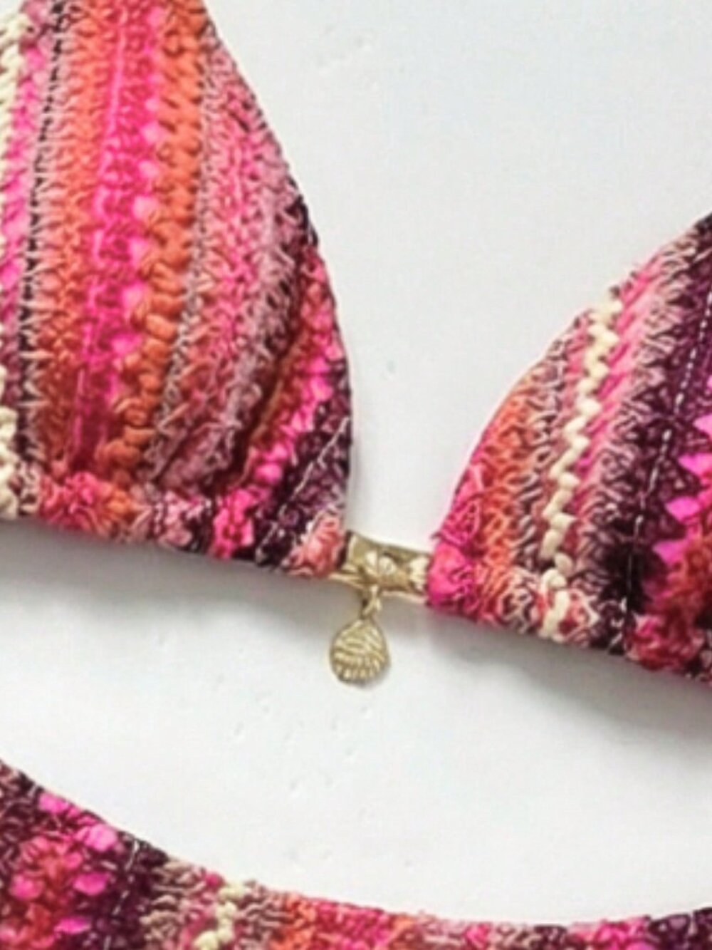 Pink And Orange Casual Womens Summer Striped Bikini Set - Picture 5 of 6